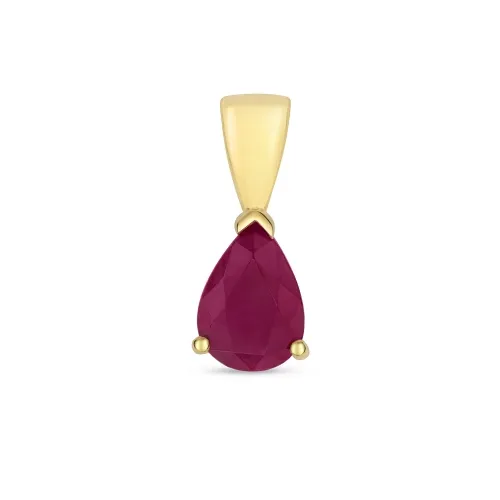 7X5mm Pear Shaped Ruby Claw Set Pendant 9ct Gold